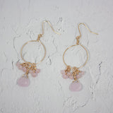 
  
  Pink Chalcedony and Jade Cluster Hoop Earrings
  
