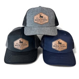 
  
  Buck Fiden Trucker Hat with Real Leather Logo NAVY
  
